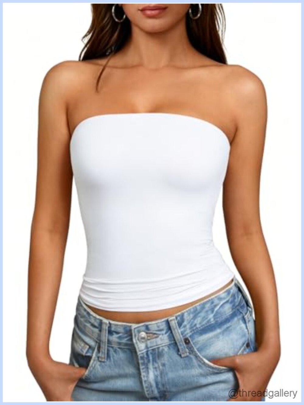 Women Tube Top Double Lined Strapless Tank Top